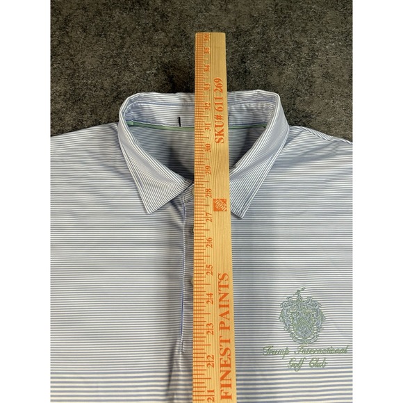 Ralph Lauren RLX Polo Shirt Mens XL Blue Stripe Trump International Golf Club - Picture 6 of 8